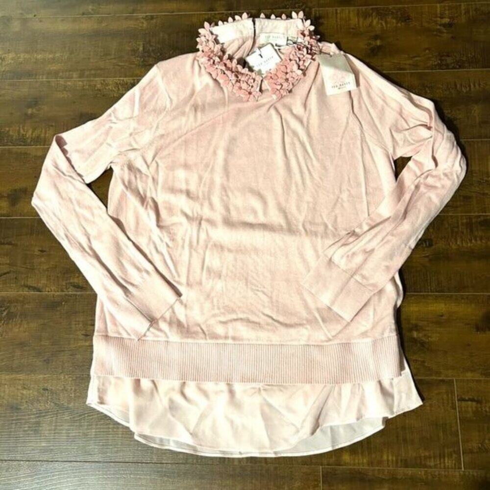 Ted Baker Nansea Floral Collar Sweater Pink Size Medium New with tag - Picture 6 of 12